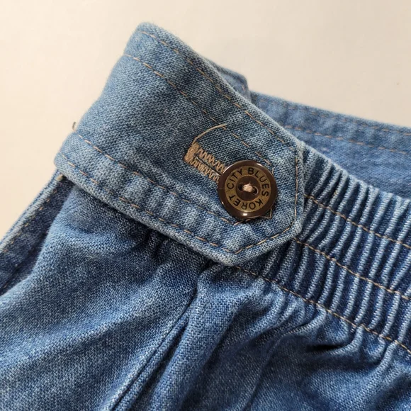 Vintage Koret City Blues Size 12 Maxi Skirt Blue Denim Pockets Elastic Waist - Picture 10 of 14
